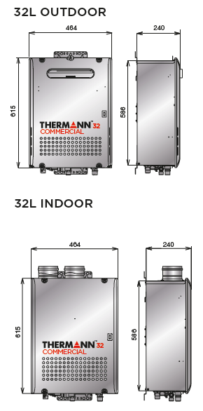 32ltr Continuous Flow Commercial line drawing